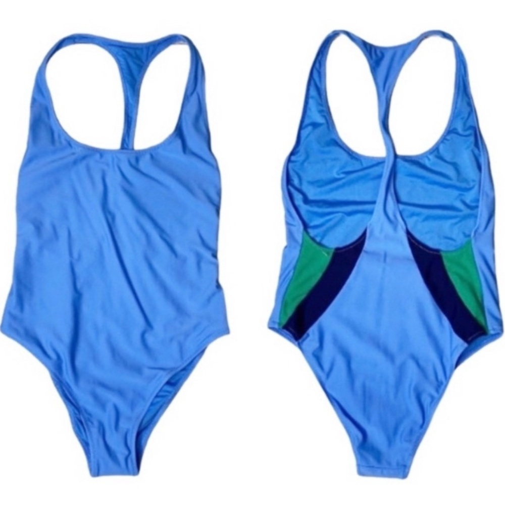 Aerie Swimsuit Women Size XL One Piece Blue and green Racerback